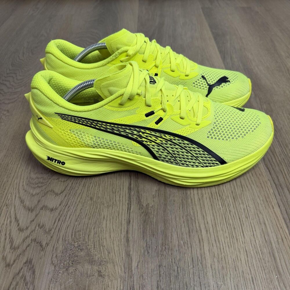Puma Deviate Nitro 3 Shoes Mens Size 11.5 Yellow Cushioned Running Low Top
